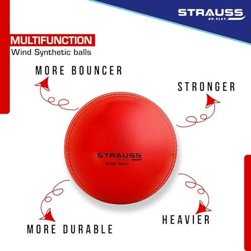Strauss Synthetic Cricket Balls | Model Wind | Standard Size | Pack Of 3 Color Red, White And Pink | For Matches & Practice | For All Age Groups | Lightweight Wind Ball