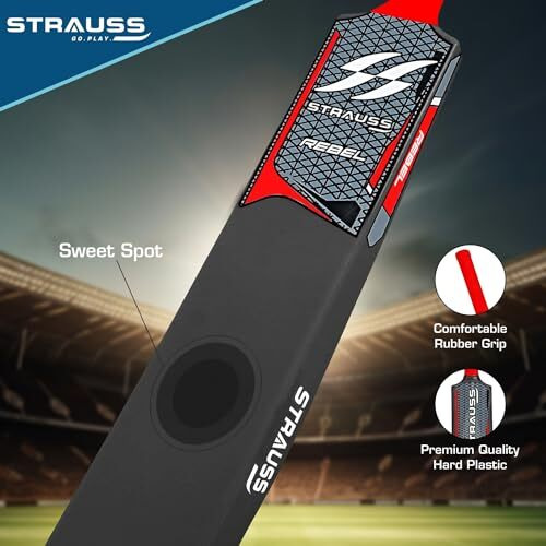 Strauss Cricket Combo Kit Set | Plastic/Pvc Cricket Kit Set | Full Size | 1 Bat + 1 Ball + 3 Stumps + 2 Bails + 1 Base | Color Black | For All Age Groups | Tennis & Synthetic Ball Cricket Kit