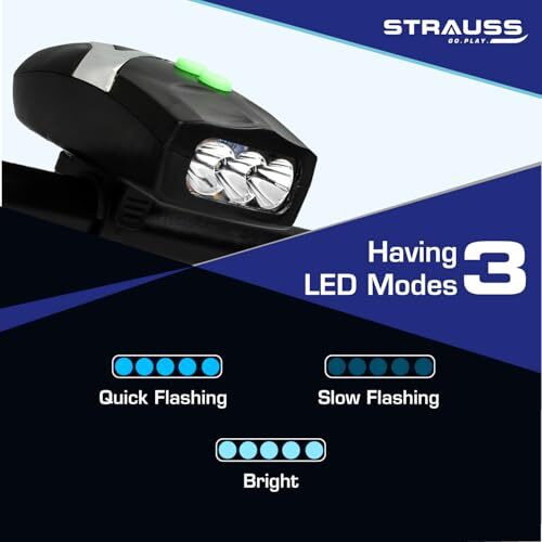 Strauss Bicycle Led Headlight With Horn | Horn Lamp, Bike Headlight & Bicycle Horn | Universal Adjustable Front Head Light | 2 In 1 Device,(Black/Green)