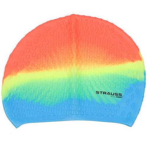 Strauss Latest Designed Swimming Cap | Keeps Hair Clean | Suitable For Long And Short Hair | Swimming Head Cap With Breathable Fabric | Waterproof Swim Cap For Kids, Boys & Girls,(Orange Mix Color)