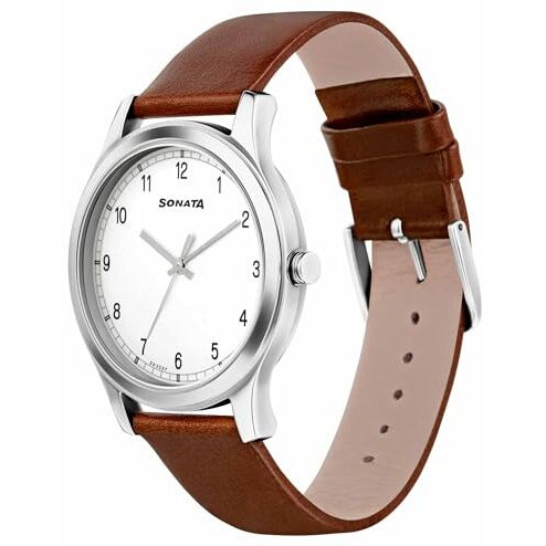 Sonata Analog White Dial Men's Watch-7135Sl03