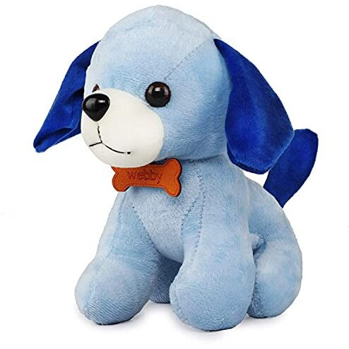 Webby Soft Animal Plush Standing Dog Toy 20Cm, Blue