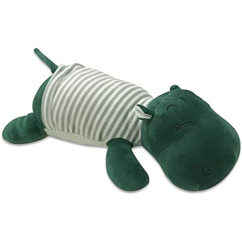 Webby Plush Animal Sleeping Hippopotamus Nap Pillow Soft Toy 30Cm (Green)