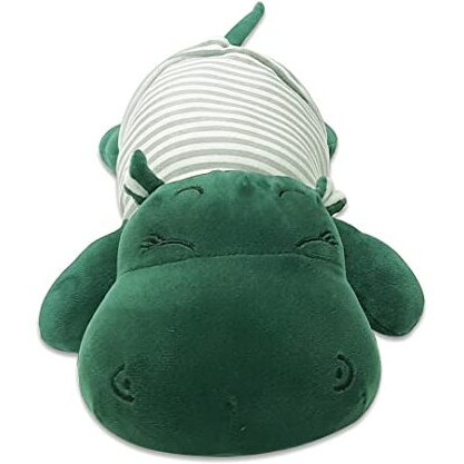 Webby Plush Animal Sleeping Hippopotamus Nap Pillow Soft Toy 30Cm (Green)