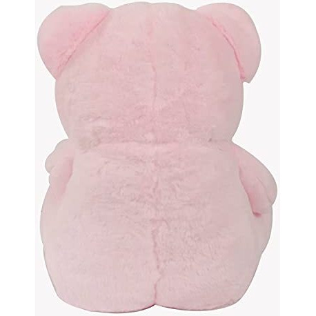 Webby Plush Cute Sitting Teddy Bear Soft Toys With Neck Bow And Foot Print, Pink 35 Cm