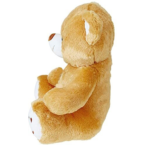 Webby Plush Cute Sitting Teddy Bear Soft Toys With Neck Bow And Foot Print, Brown 35 Cm