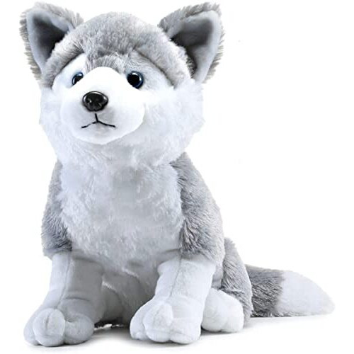 Webby Plush Husky Dog Stuffed Animal Puppy Soft Toy, Adorable Gifts For Kids And Adult, Glitter Eyes Soft Toy, 35Cm (Grey)