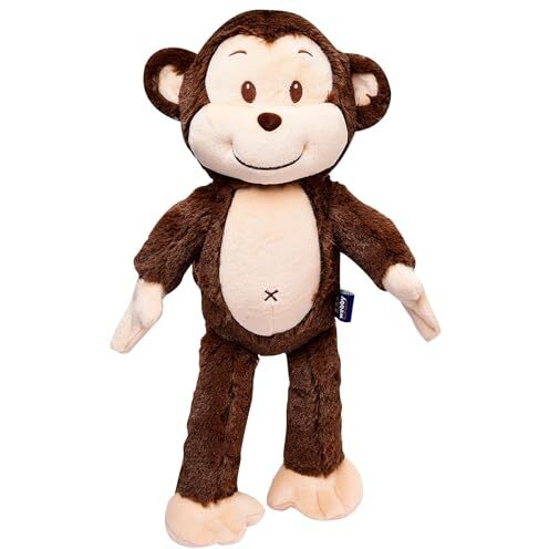Webby Plush Smiling Monkey Stuffed Animal Soft Toy, Adorable Gifts For Kids And Adult, 35 Cm (Dark Brown)