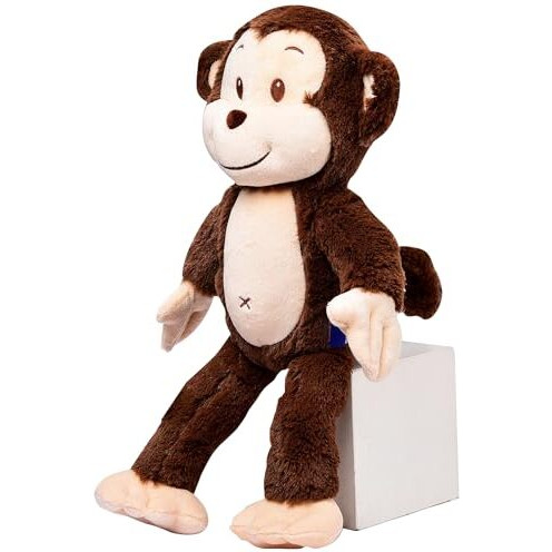 Webby Plush Smiling Monkey Stuffed Animal Soft Toy, Adorable Gifts For Kids And Adult, 35 Cm (Dark Brown)