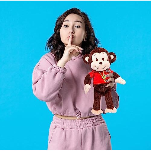 Webby Plush Adorable Smiling Monkey Soft Toys For Kids And Adult 35 Cm (Dark Brown)