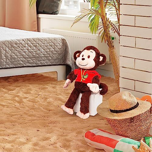 Webby Plush Adorable Smiling Monkey Soft Toys For Kids And Adult 35 Cm (Dark Brown)
