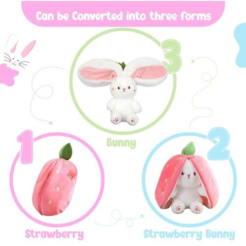 Webby Strawberry Rabbit Plush Soft Toys | Cute And Adorable Bunny With Zipper Stuffed Animal Toys | Decorative And Gift Items For Kids And Adults - 30 Cm