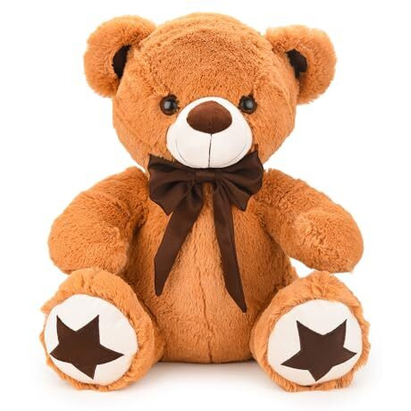 Webby Plush Cute And Adorable Teddy Bear With Star Paw | Birthday Gift For Girls, Wife, Girlfriend, Boyfriend, Husband | Diwali | Valentine Gift | Soft Toys For Kids And Adults (Brown)