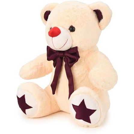 Webby Plush Cute And Adorable Teddy Bear With Star Paw | Birthday Gift For Girls, Wife, Girlfriend, Boyfriend, Husband | Diwali | Valentine Gift | Soft Toys For Kids And Adults (Offwhite)