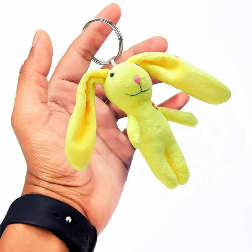 Webby Plush Bunny With Keychain Stuffed Animal Toy Assorted - 1Piece (Yellow)