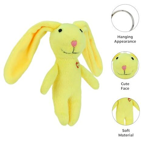 Webby Plush Bunny With Keychain Stuffed Animal Toy Assorted - 1Piece (Yellow)