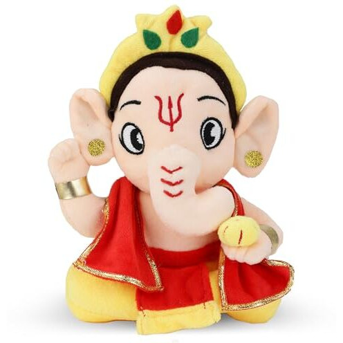 Webby Plush Ganesha Soft Toys For Kids | Decoration Items For Home Dcor, Car Dashboard, And Office Table | God Statue For Festival | Diwali | Birthday Gift For Kids, Family And Friends
