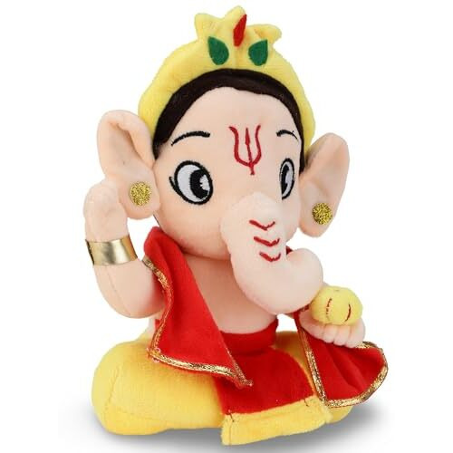 Webby Plush Ganesha Soft Toys For Kids | Decoration Items For Home Dcor, Car Dashboard, And Office Table | God Statue For Festival | Diwali | Birthday Gift For Kids, Family And Friends