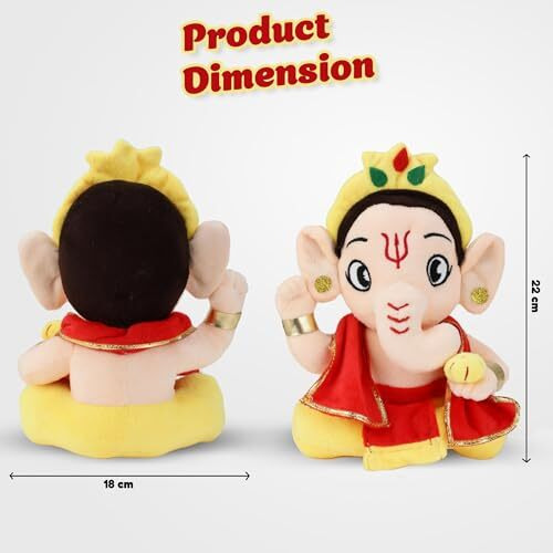 Webby Plush Ganesha Soft Toys For Kids | Decoration Items For Home Dcor, Car Dashboard, And Office Table | God Statue For Festival | Diwali | Birthday Gift For Kids, Family And Friends