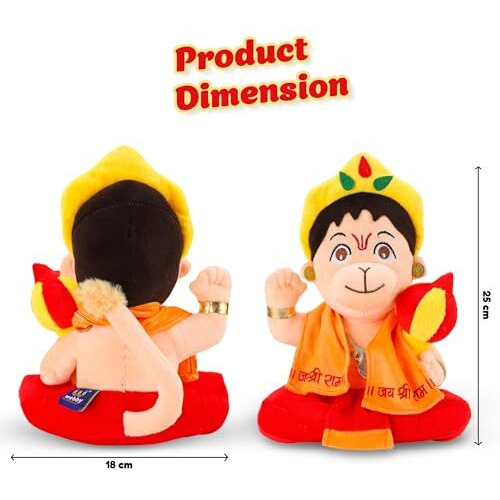 Webby Plush Hanuman Soft Toys For Kids | Decoration Items For Home Dcor, Car Dashboard, And Office Table | God Statue For Festival | Diwali | Birthday Gift For Kids, Family And Friends