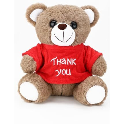 Webby Plush Thank You Teddy Bear Soft Toys | Return Gift And Decoration Item | Adorable And Huggable Stuffed Teddy Bear With Printed T-Shirt For Kids And Adults