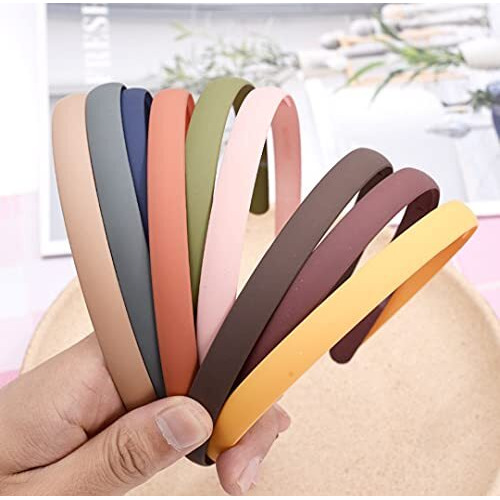 Anna Creations Fashion Plastic Elastic Wavy Hair Comb Teeth Shine Hairband Hoop Matte Accessory For Women (Multicolor) (Pack Of 12 Pcs) (Multi-1, Large)
