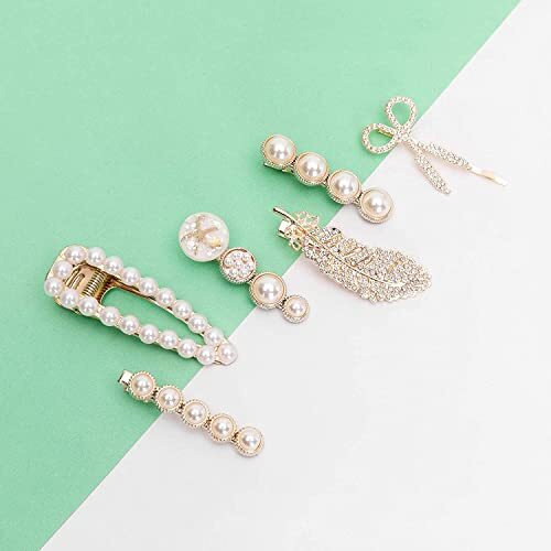 Annacreations Premium Korean Stylish Hair Clips For Women And Girls, Multicolor 6 Piece Set (White)