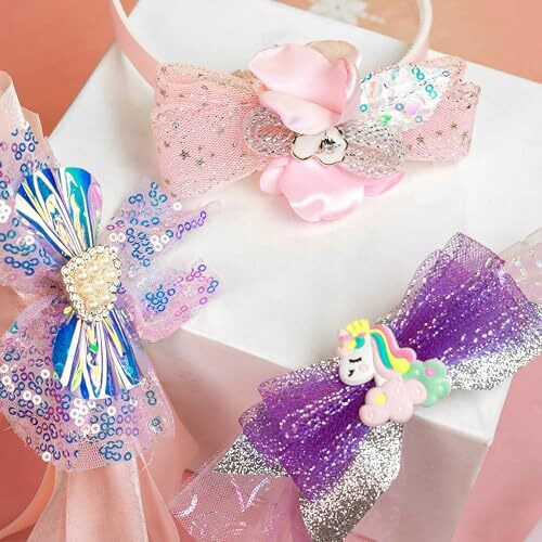 Anna Creations Glitter Bow Hairband Shiny Bow Knot Teeth Plastic Hairband For Girls Hair Band Stylish Hair Accessories For Women & Girls (3 Pc)