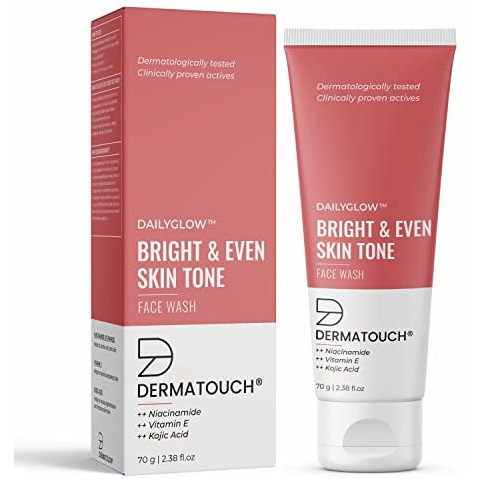 Dermatouch Bright & Even Tone Face Wash With Niacinamide, Vitamin E And Kojic Acid | Daily Gentle Face Wash For Tan, Pigmentation, Uneven Tone - 70G