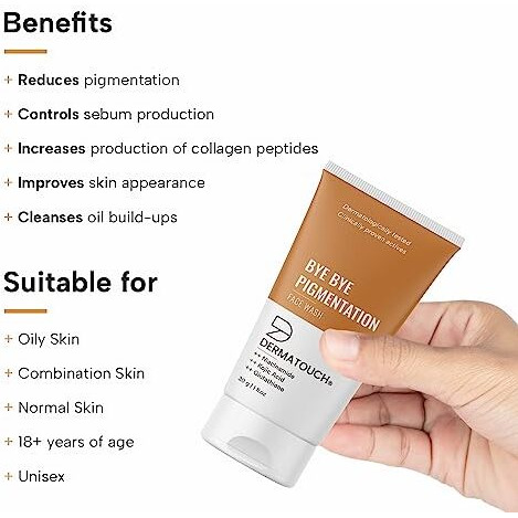 Dermatouch Bye Bye Pigmentation Face Wash || Anti Pigmentation Face Wash For Women/Men With Niacinamide, Kojic Acid, & Glutathione -30G