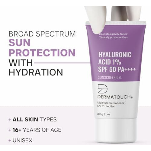 Dermatouch Hyaluronic Acid 1% Sunscreen | Spf 50 Pa++++ | For All Skin Types | No White Cast | 30G