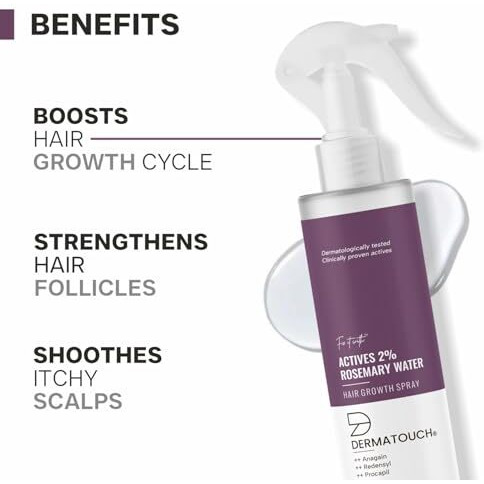 Dermatouch Rosemary Water Spray Hair Growth (200 Ml)|Advance 2% Actives Rosemary, Redensyl, Anagain + Procapil Hair Spray Mist Hair Fall Control, Stimulates Hair Growth, Adds Shine, Strengthens Hair