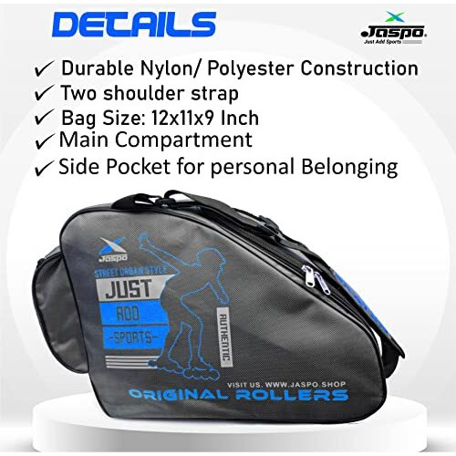 Jaspo Roller Skates Bag For Inline & Quad Skating (12X11X9 Inches)  Durable Polyester, Spacious Design To Carry Complete Roller Skate Kit (Grey Blue)