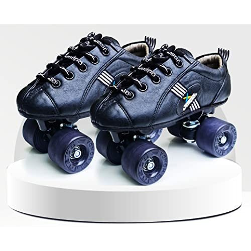Jaspo Honda Pro 30 Quad Skates With Rubber Wheels Fixed Body Roller Shoe Skates Approximate For Training & Practice Purpose For Beginners (All Age Group) (Black, 10 Uk (Foot Length (28.6 Cms)