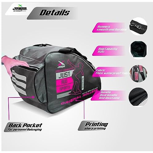Jaspo Roller Skates And Inline Skates Bag (12X11X9 Inch) - Quad Skating Bag (Grey Pink)