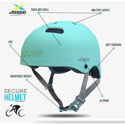 Jaspo Sx 4 Ultra Protective Set For Skating, Cycling Helmet Set With Knee Pads Elbow Pads Wrist Guards, Adjustable Helmet, Protective Gear Set For Bicycle Roller Skating Skateboarding (M, Color-Cyan)