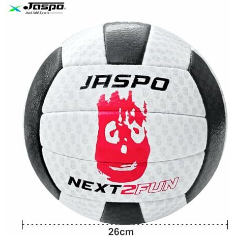 Jaspo Soft Touch Recreational Pu Leather Volleyball With Hand Air Pump, Machine Stitched Volleyball Waterproof Indoor/Outdoor Size5 (Next To Fun, Black/White)