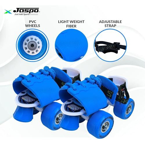 Jaspo Quick Kids Junior Roller Skates - Adjustable Quad Roller Skates For Beginners, Boys & Girls (Foot Length 18-21 Cm), Ideal For School, Academy Training, And Kids Roller Skating