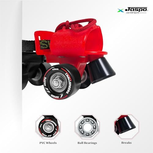 Jaspo Challenger Roller Skates For Kids (Ages 3-7), Adjustable Fit (Foot Length 18-21 Cm), Skates For Kids 3+ Years, Premium 45Mm 85A Pvc Wheels, Perfect Beginner Quad Skates