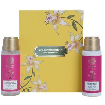 Forest Essentials Indian Rose Body Care Duo Gift Box 100Ml (Body Lotion + Body Wash)