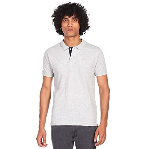 Arrow Men's Classic Solid Half Sleeve Regular Fit Cotton Polo T-Shirt (Ascbts3539_Light Grey_L)