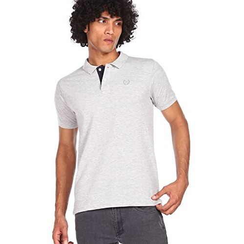 Arrow Men's Classic Solid Half Sleeve Regular Fit Cotton Polo T-Shirt (Ascbts3539_Light Grey_L)