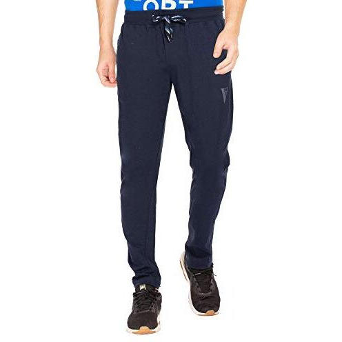 Van Heusen Athleisure Men Regular Fit Mid Rise Trackpants - Cotton Rich - Smart Tech, Easy Stain Release, Anti Stat, Ultra Soft, Moisture Wicking_50052_Navy_Xl