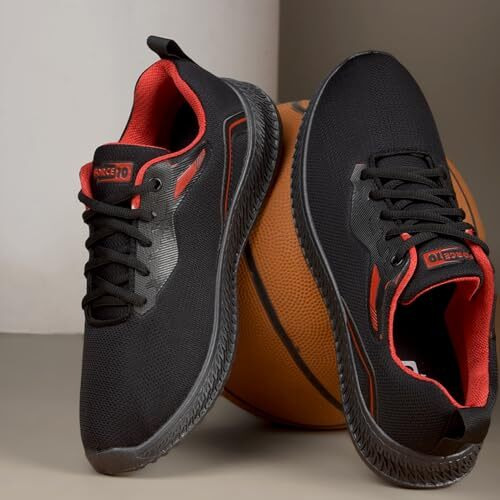 Liberty Force 10 Oslo-M1E Running Shoes For Men With Pvc Sole|Suitable For Walking, Gym, Jogging|Mesh Upper|Memory Foam Insole|Stylish, Comfortable & Durable|Sports Footwear (Black - 42 Euro)