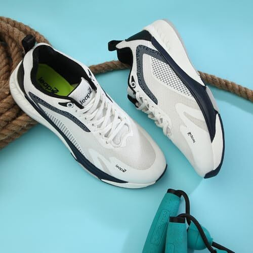 Liberty Leap7X Evelster-E Sports Lacing Running Shoes For Men With Eva Sole|Suitable For Walking, Gym, Outdoor|Mesh Upper|Memory Foam Insole|Stylish, Comfortable & Durable (White - 42 Eu)