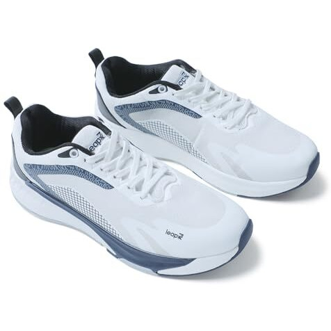 Liberty Leap7X Evelster-E Sports Lacing Running Shoes For Men With Eva Sole|Suitable For Walking, Gym, Outdoor|Mesh Upper|Memory Foam Insole|Stylish, Comfortable & Durable (White - 42 Eu)