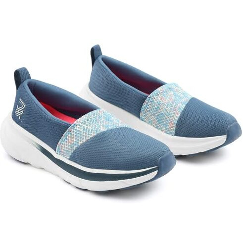 Liberty Leap7X Canberra1E Sports Non Lacing Walking Shoes For Women With Eva Sole | Suitable For Jogging Gym | Memory Foam Insole | Comfortable Footbed | Lightweight And Shock Absorption (Blue 39 Eu)