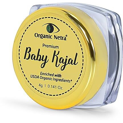 Organic Netra Baby Kajal 4G For Newborns Water-Resistant Smudgeproof Longlasting Enriched With Natural Organic Ingredients Safe For Sensitive Baby Skin No Harmful Chemicals Matte Finish