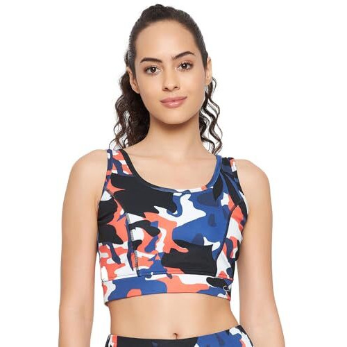 Clovia Women's Medium Impact Padded Non-Wired Full Cup Sports Bra With Removable Cups (Brs026B08_Blue_M)