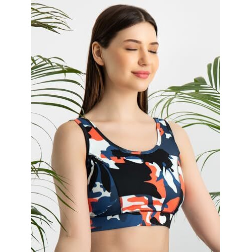 Clovia Women's Medium Impact Padded Non-Wired Full Cup Sports Bra With Removable Cups (Brs026B08_Blue_M)
